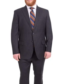 Blujacket Classic Fit Charcoal Gray Check Half Canvassed Marzotto Wool Suit