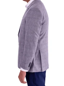 Blujacket Gray & Blue Plaid Classic Fit Lanificio Di Pray Silk Wool Blazer Sportcoat