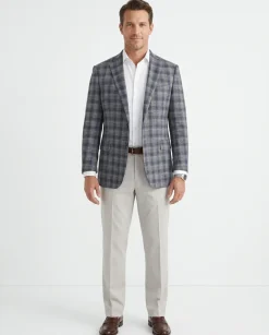Blujacket Gray Blue Plaid Regular Fit Botto Giuseppe Wool Blend Blazer Sportcoat
