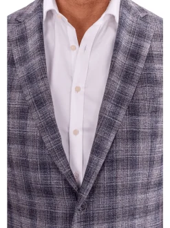 Blujacket Gray Blue Plaid Regular Fit Botto Giuseppe Wool Blend Blazer Sportcoat