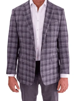 Blujacket Gray Blue Plaid Regular Fit Botto Giuseppe Wool Blend Blazer Sportcoat