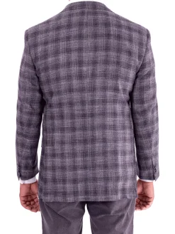 Blujacket Gray Blue Plaid Regular Fit Botto Giuseppe Wool Blend Blazer Sportcoat