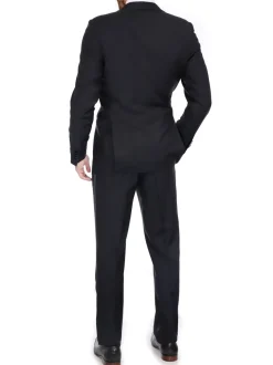 Blujacket Mens Black Italian Zignone Wool Trim Fit Notch Lapel One Button Tuxedo