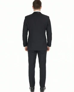 Blujacket Mens Black Peak Lapel Zignone Wool Slim Fit Tuxedo