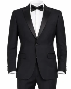 Blujacket Mens Black Peak Lapel Zignone Wool Slim Fit Tuxedo