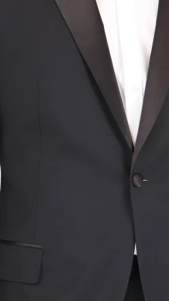 Blujacket Mens Black Peak Lapel Zignone Wool Regular Fit Tuxedo