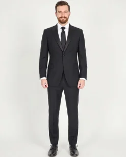 Blujacket Mens Black Peak Lapel Zignone Wool Regular Fit Tuxedo