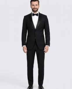 Blujacket Mens Black Shawl Lapel Zignone Wool Slim Fit Tuxedo