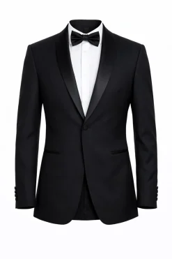 Blujacket Mens Black Shawl Lapel Zignone Wool Slim Fit Tuxedo