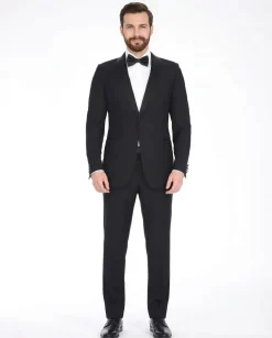 Blujacket Mens Black Shawl Lapel Zignone Wool Regular Fit Tuxedo