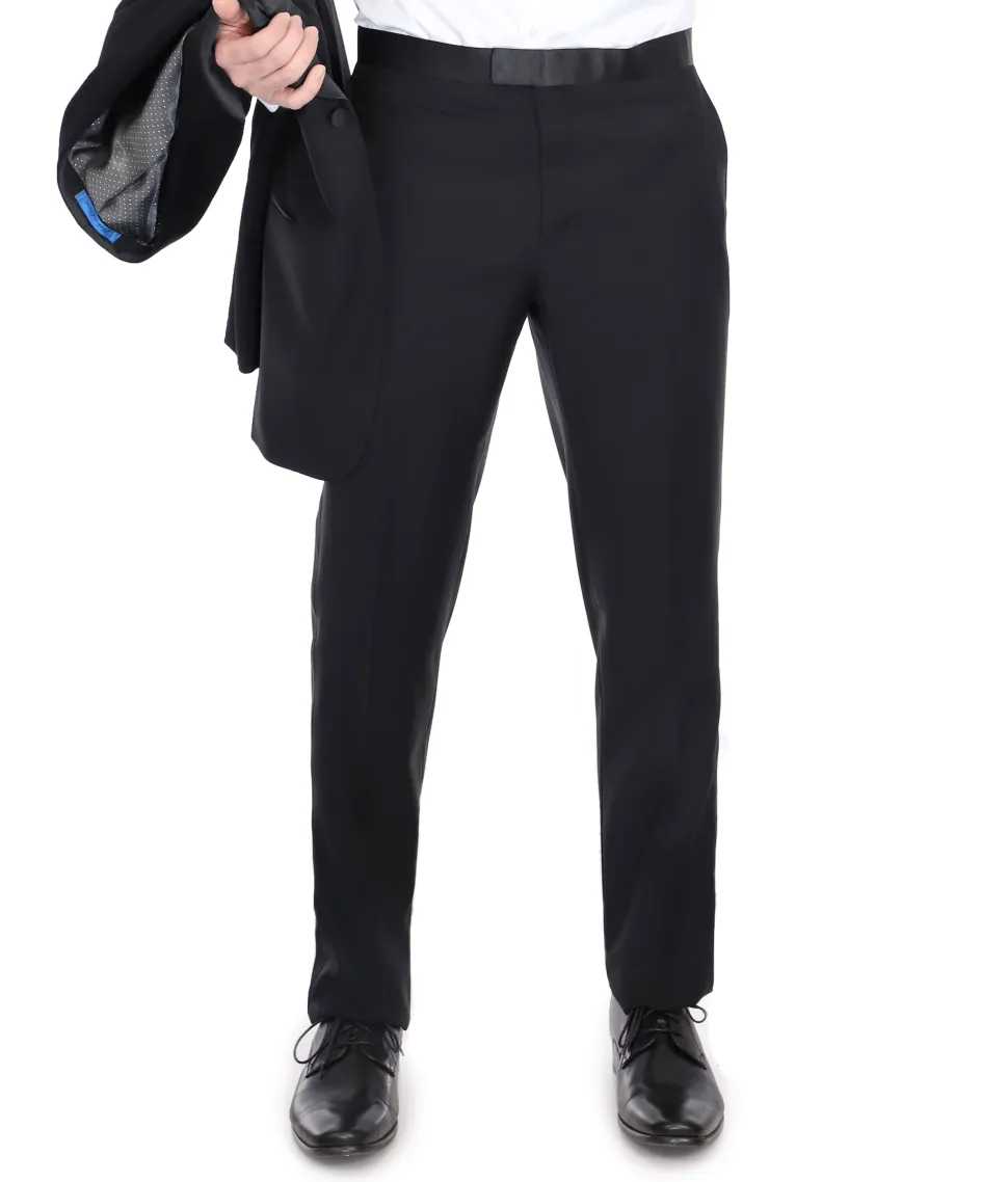 Blujacket Mens Black Shawl Lapel Zignone Wool Regular Fit Tuxedo