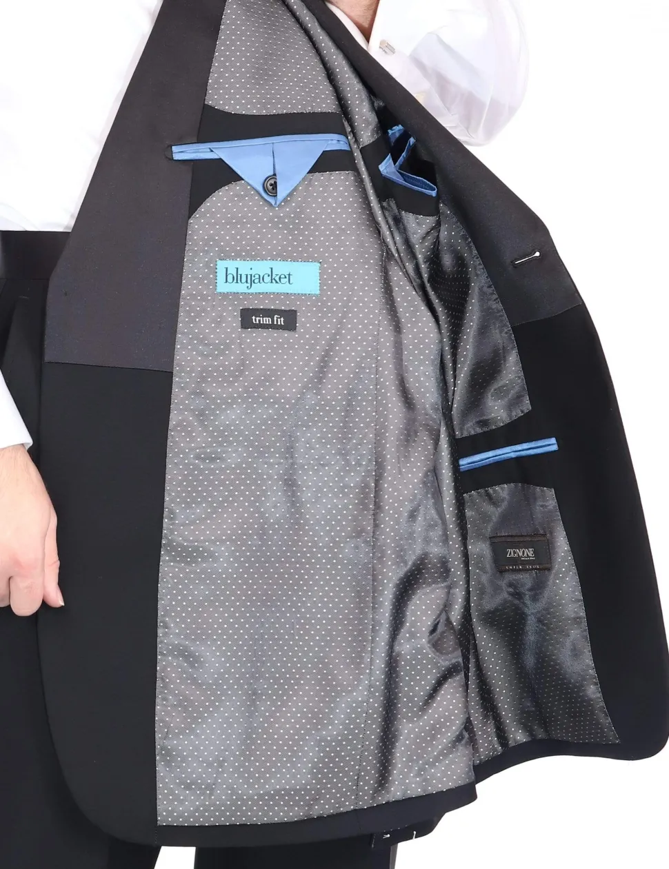 Blujacket Mens Black Shawl Lapel Zignone Wool Regular Fit Tuxedo
