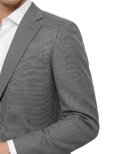 Blujacket Mens Black & White Regular Fit Reda Wool 2-Button Suit