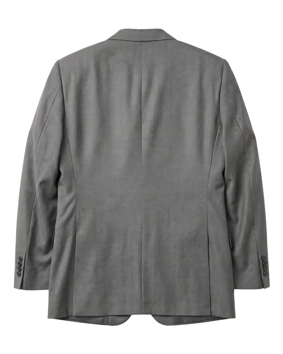 Blujacket Mens Black & White Regular Fit Reda Wool 2-Button Suit