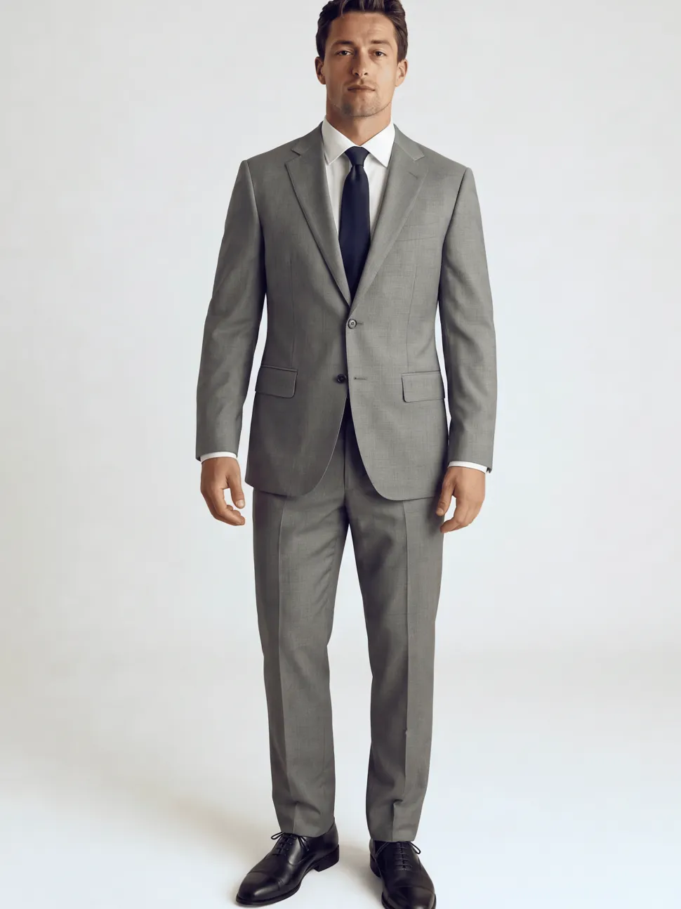 Blujacket Mens Black & White Regular Fit Reda Wool 2-Button Suit
