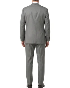 Blujacket Mens Black & White Regular Fit Reda Wool 2-Button Suit
