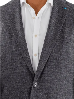 Blujacket Mens Blue & Gray Silk Cashmere Regular Fit 2 Button Blazer Sportcoat