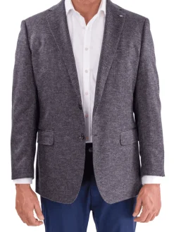 Blujacket Mens Blue & Gray Silk Cashmere Regular Fit 2 Button Blazer Sportcoat