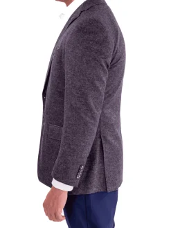 Blujacket Mens Blue & Gray Silk Cashmere Regular Fit 2 Button Blazer Sportcoat