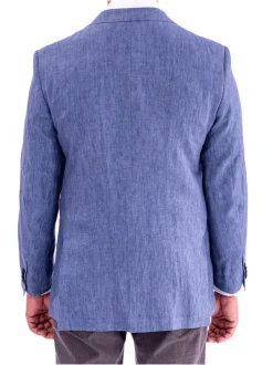 Blujacket Mens Blue Leomaster Linen Regular Fit 1/4 Lined Blazer Sportcoat