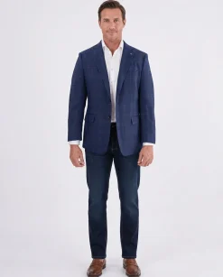 Blujacket Mens Blue Plaid Reda Wool Regular Fit 1/4 Lined Blazer Sportcoat