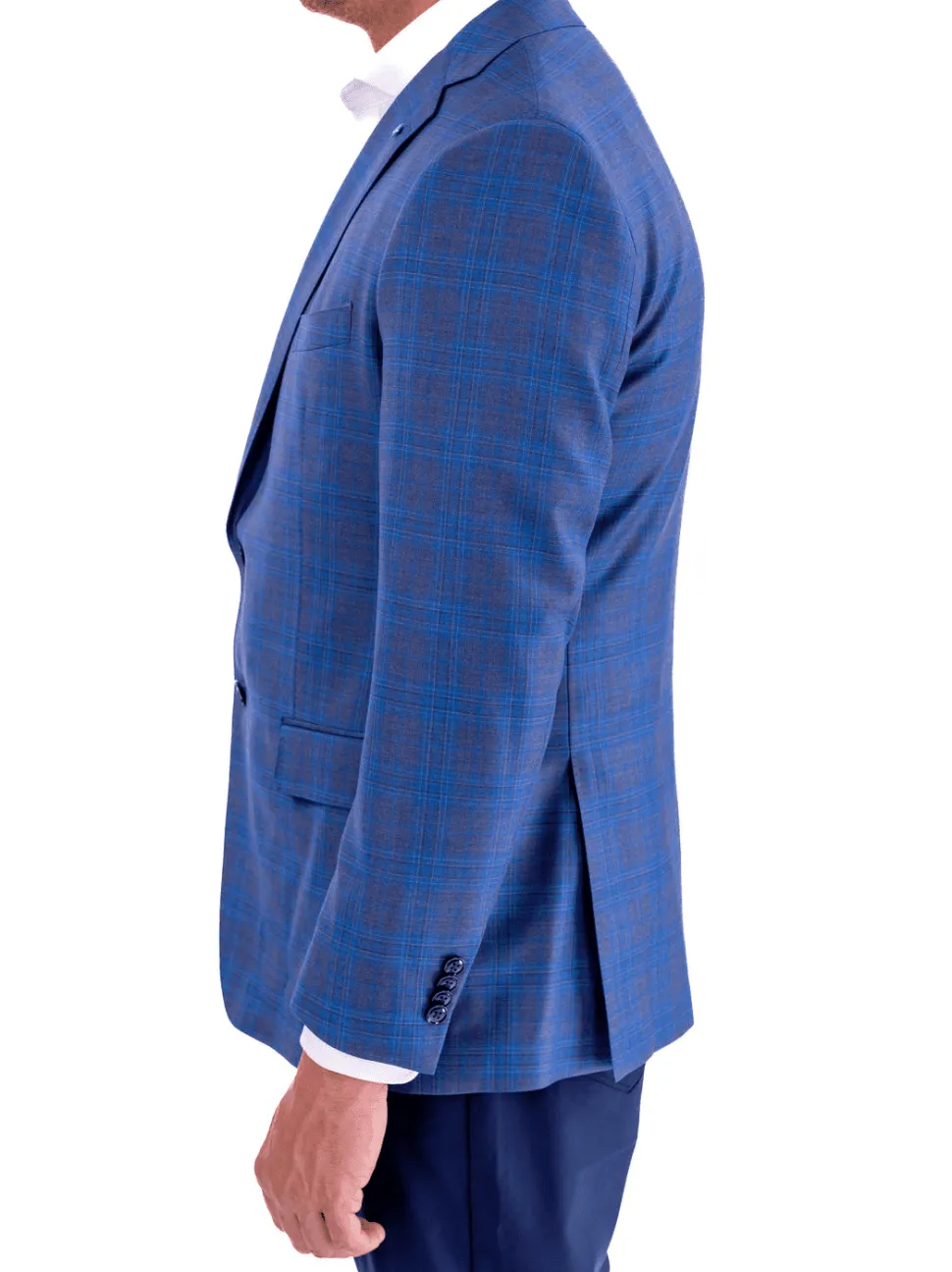 Blujacket Mens Blue Plaid Regular Fit Reda Wool Blazer Sportcoat
