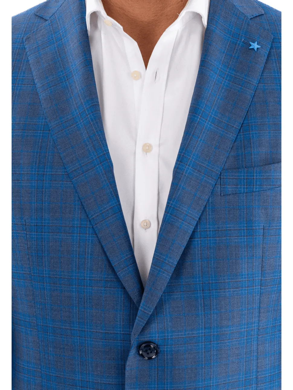 Blujacket Mens Blue Plaid Regular Fit Reda Wool Blazer Sportcoat