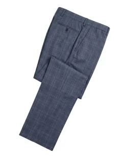 Blujacket Mens Blue Plaid Slim Fit Guabello Wool Silk 2 Button Suit
