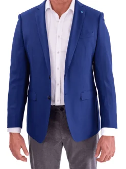 Blujacket Mens Blue Reda Wool Trim Fit 2 Button Blazer Sportcoat
