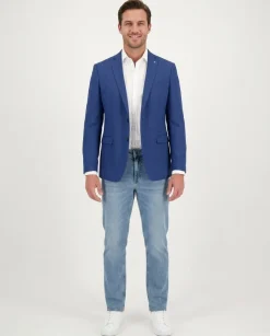 Blujacket Mens Blue Reda Wool Trim Fit 2 Button Blazer Sportcoat