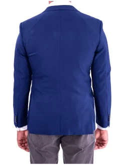 Blujacket Mens Blue Reda Wool Trim Fit 2 Button Blazer Sportcoat