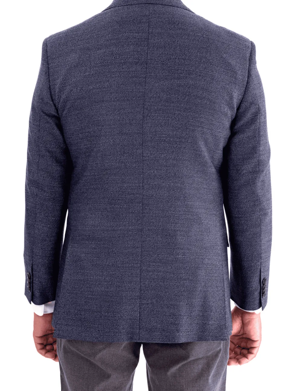 Blujacket Mens Blue Textured Classic Fit Reda Wool Blazer Sportcoat