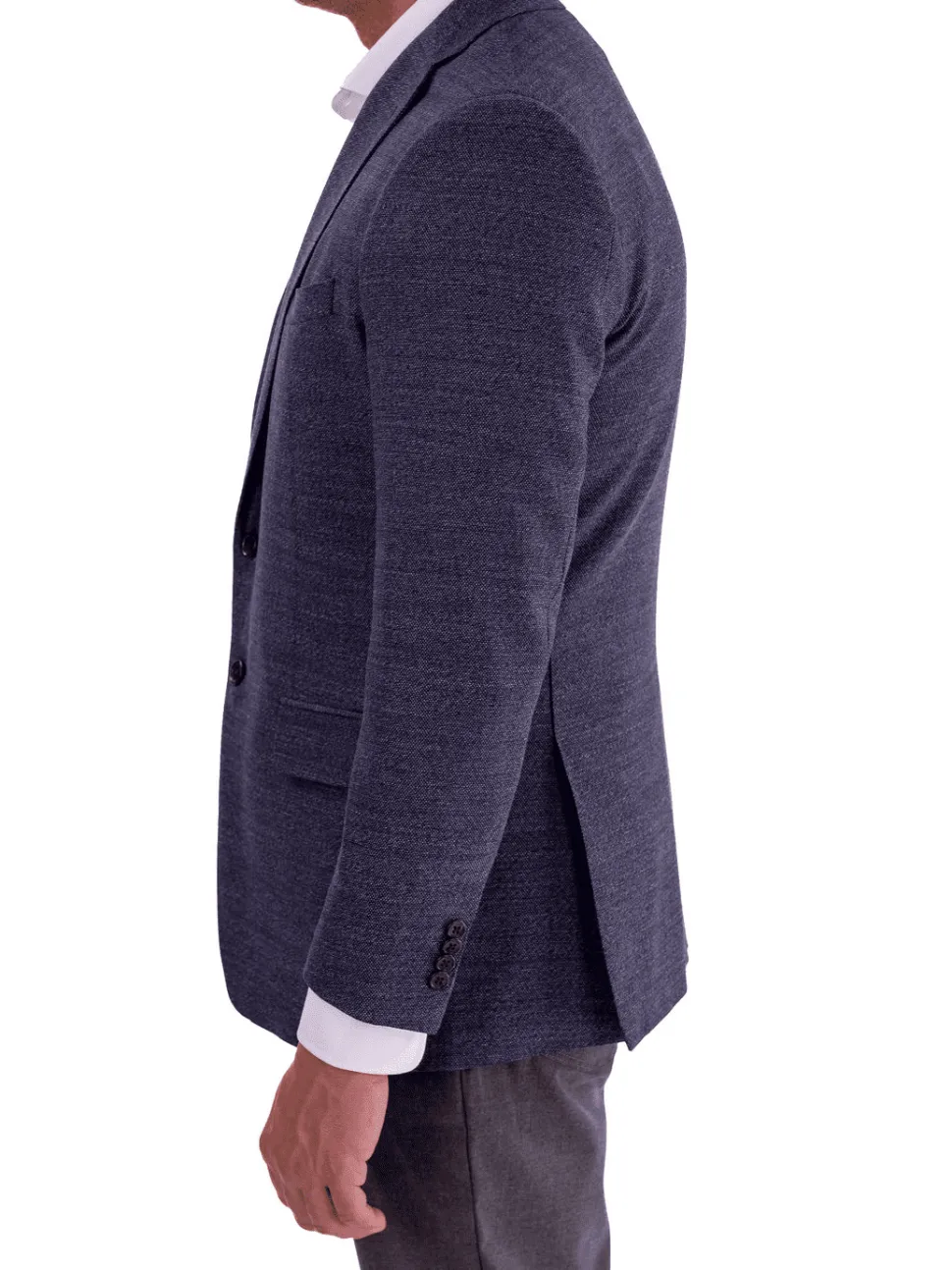 Blujacket Mens Blue Textured Classic Fit Reda Wool Blazer Sportcoat