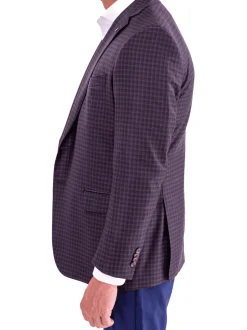 Blujacket Mens Brown & Blue Plaid Reda Wool Regular Fit Blazer Sportcoat