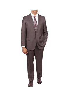 Blujacket Mens Brown 100% Reda Wool Regular Fit Suit