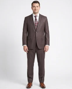 Blujacket Mens Brown 100% Reda Wool Regular Fit Suit