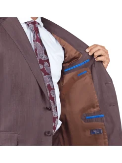 Blujacket Mens Brown 100% Reda Wool Regular Fit Suit