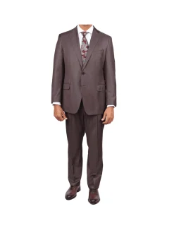 Blujacket Mens Brown 100% Reda Wool Regular Fit Suit