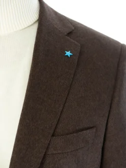 Blujacket Mens Brown Regular Fit Silk Cashmere 2 Button Blazer Sportcoat