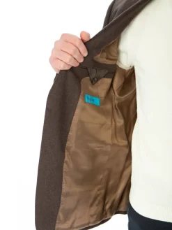 Blujacket Mens Brown Regular Fit Silk Cashmere 2 Button Blazer Sportcoat