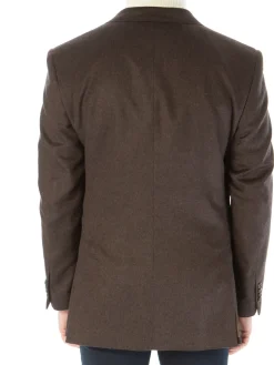 Blujacket Mens Brown Regular Fit Silk Cashmere 2 Button Blazer Sportcoat
