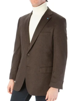 Blujacket Mens Brown Regular Fit Silk Cashmere 2 Button Blazer Sportcoat