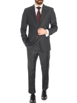 Blujacket Mens Charcoal Gray 100% Italian Reda Wool Regular Fit Suit