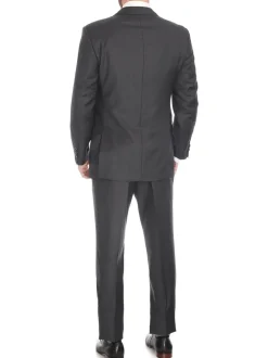 Blujacket Mens Charcoal Gray 100% Italian Reda Wool Regular Fit Suit