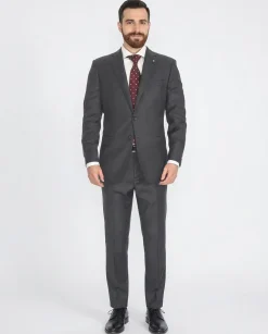 Blujacket Mens Charcoal Gray 100% Italian Reda Wool Regular Fit Suit