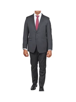 Blujacket Mens Charcoal Gray 100% Marzotto Wool Trim Fit Suit