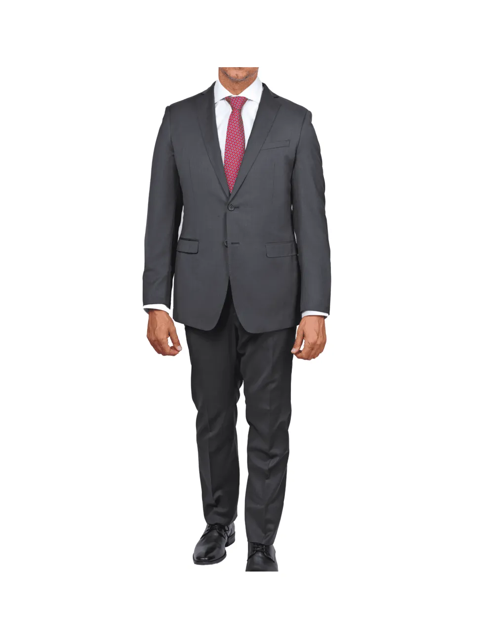 Blujacket Mens Charcoal Gray 100% Marzotto Wool Trim Fit Suit
