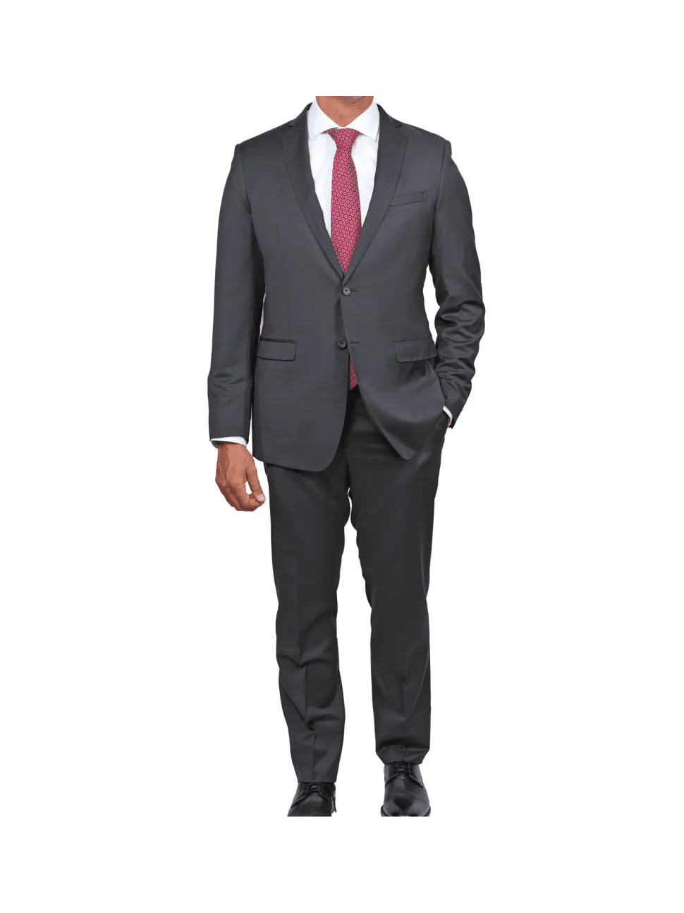 Blujacket Mens Charcoal Gray 100% Marzotto Wool Trim Fit Suit
