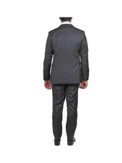 Blujacket Mens Charcoal Gray 100% Marzotto Wool Trim Fit Suit