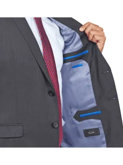 Blujacket Mens Charcoal Gray 100% Marzotto Wool Trim Fit Suit
